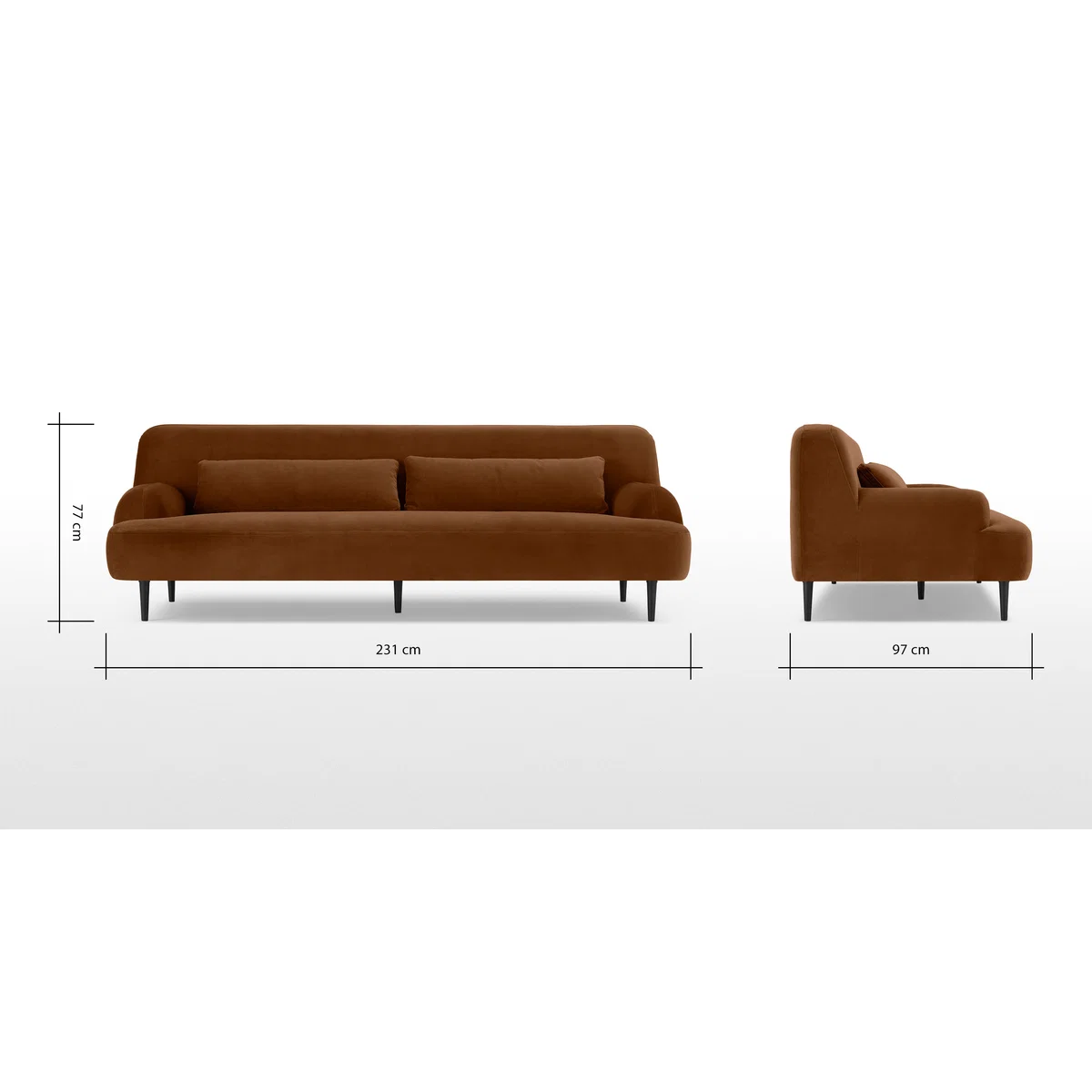 Giselle 3 Seater Sofa, Cinnamon Velvet – image 8