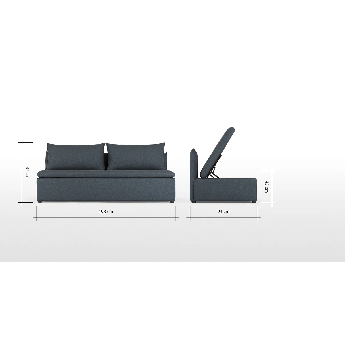 Victor Modular Sofa Storage Double Seat, Lido Blue – image 6