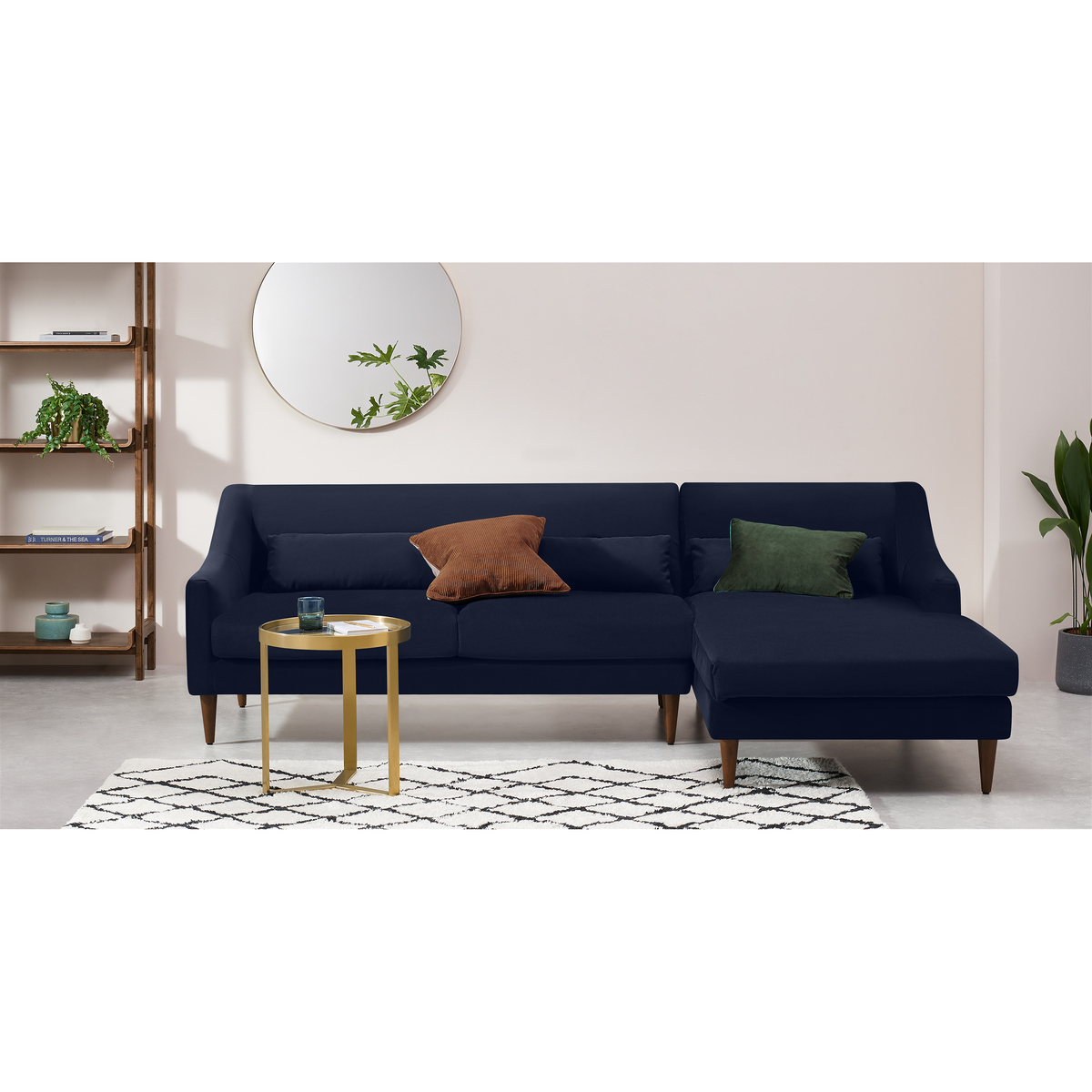 Herton Right Hand Facing Chaise End Sofa, Ink Blue Velvet – image 3
