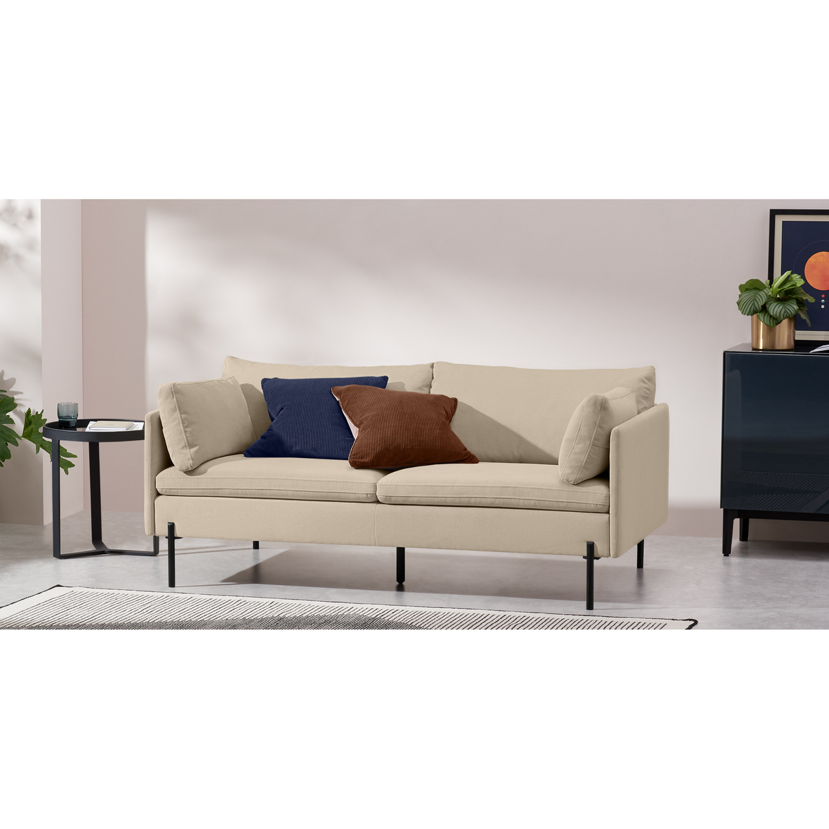 Zarina Large 2 Seater Sofa, Stone Corduroy Velvet – image 3
