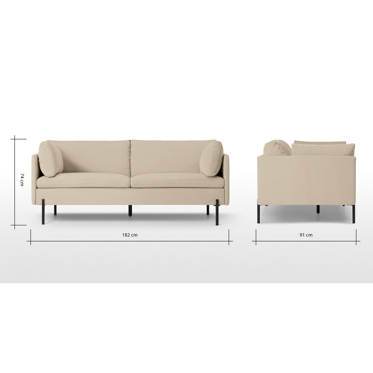 Zarina Large 2 Seater Sofa, Stone Corduroy Velvet – image 8