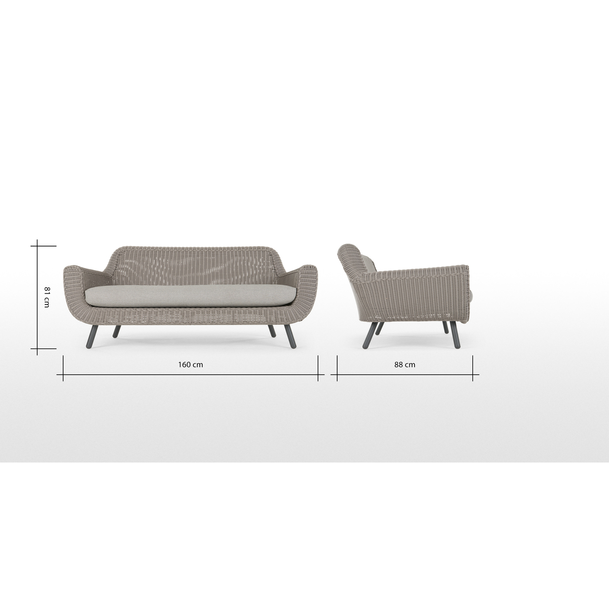 Jonah Garden 2 Seater Sofa, Light Grey – image 6