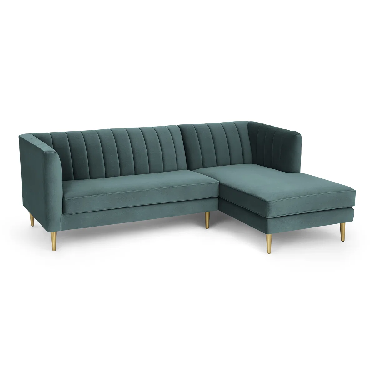 Amicie Right Hand Facing Chaise End Corner Sofa, Marine Green Velvet – image 2