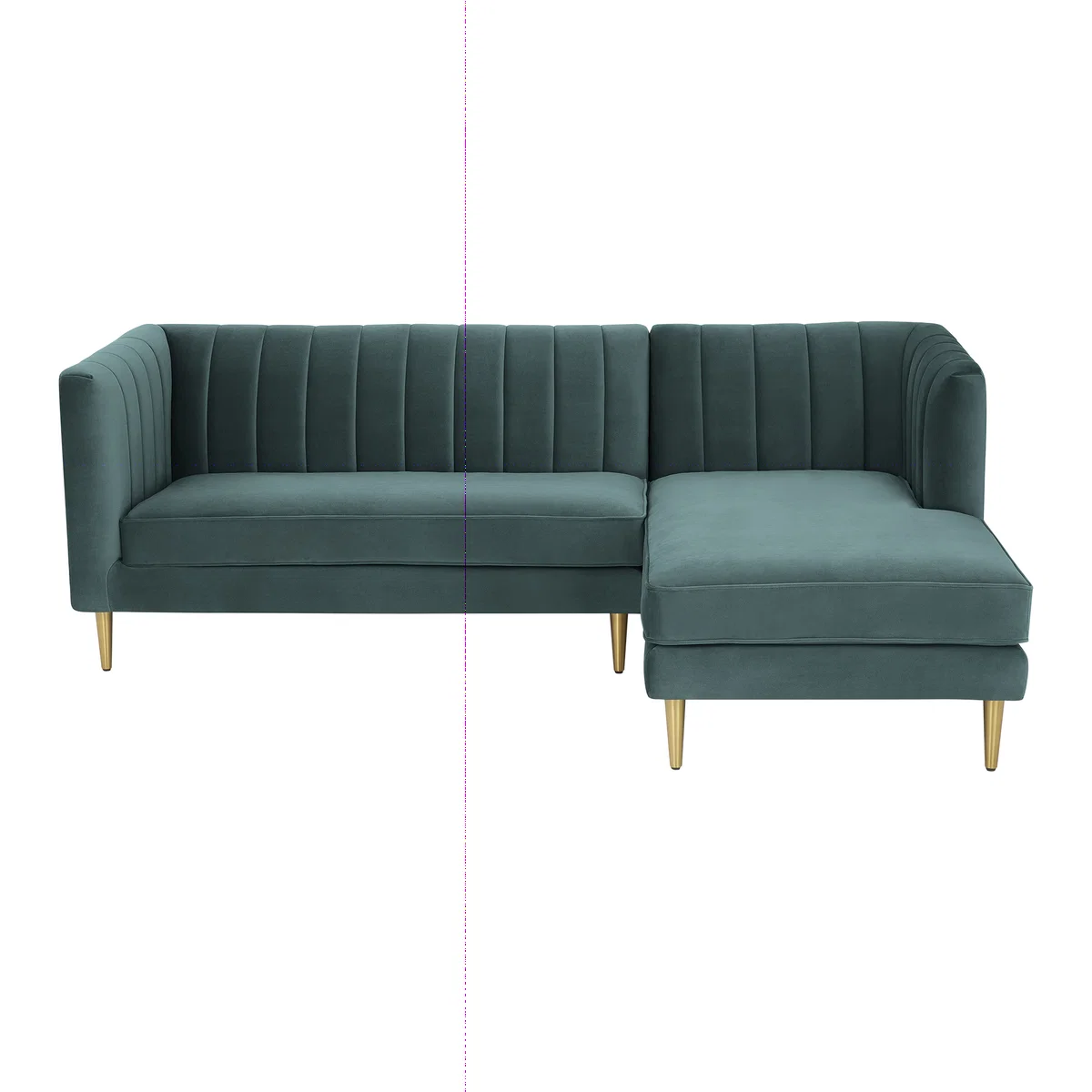 Amicie Right Hand Facing Chaise End Corner Sofa, Marine Green Velvet – image 1