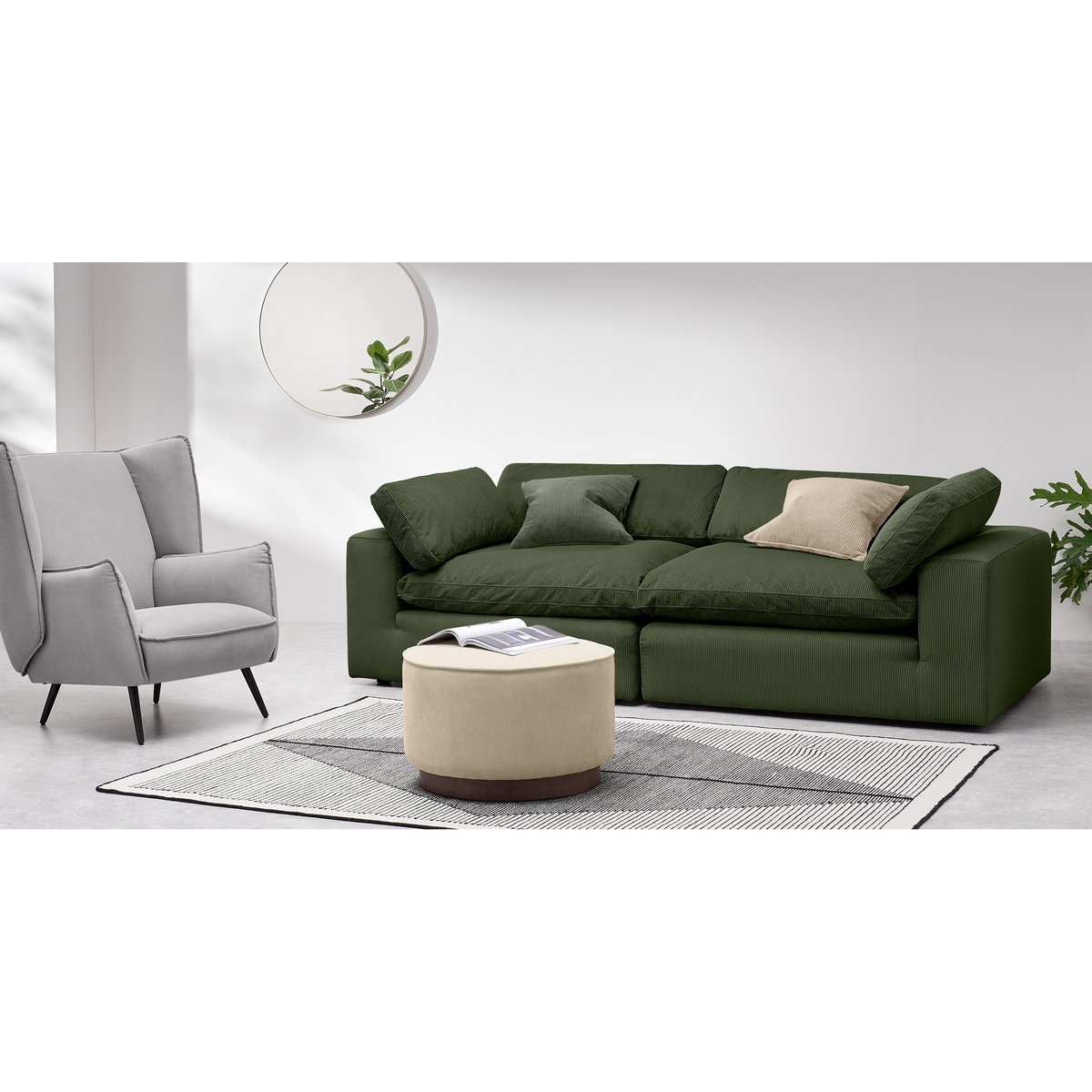 Samona 3 Seater Sofa, Sage Corduroy Velvet – image 3