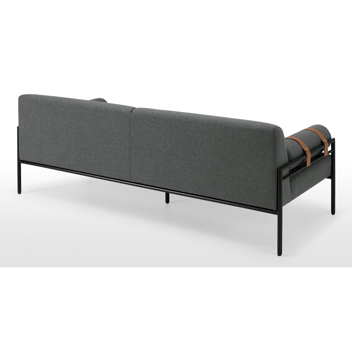 Benito 3 Seater Sofa, Marl Grey and Leather – image 4
