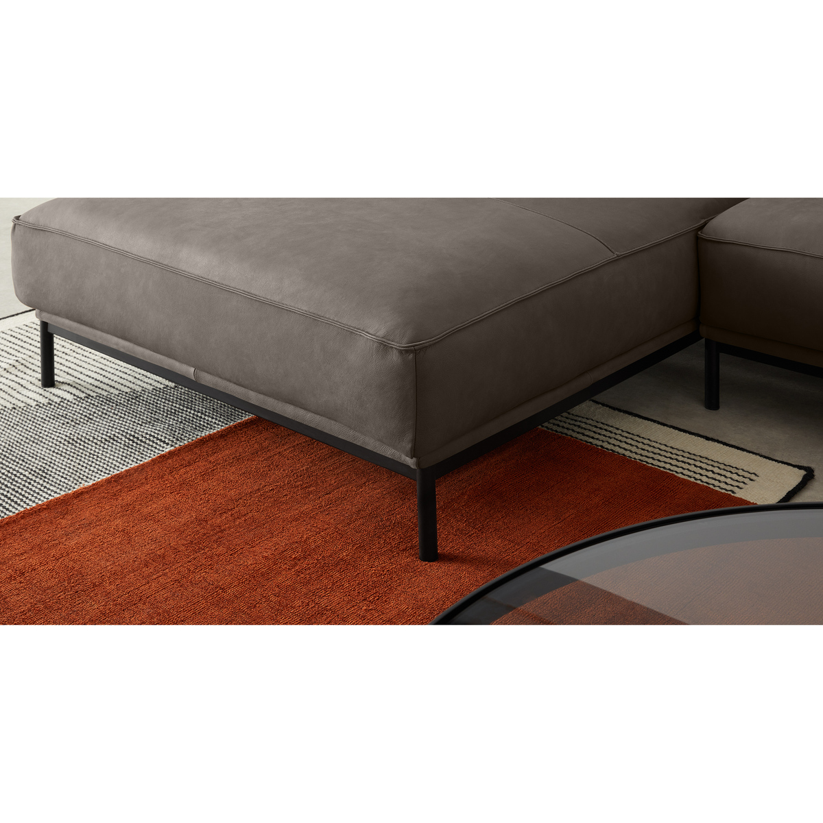 Odelle Left Hand Facing Chaise End Corner Sofa, Texas Grey Leather – image 4