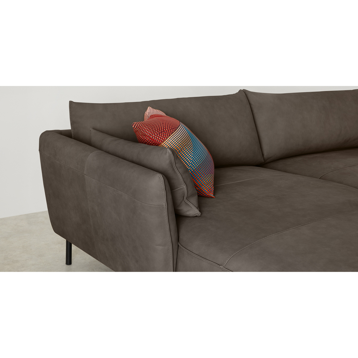 Odelle Left Hand Facing Chaise End Corner Sofa, Texas Grey Leather – image 6