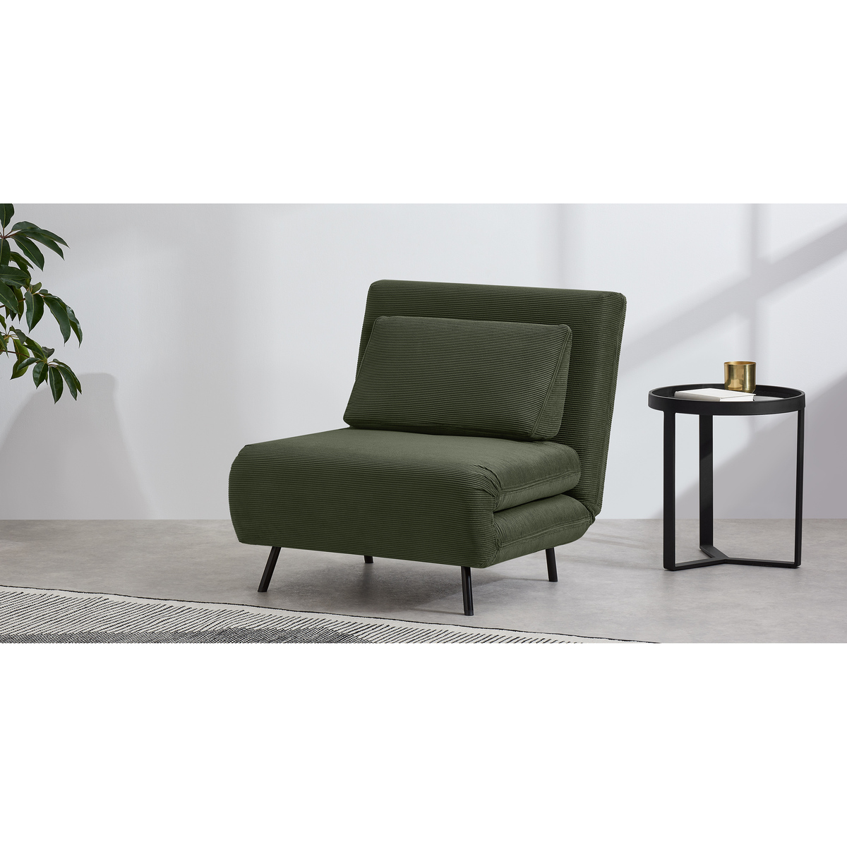 Kahlo Single Seat Sofa Bed, Sage Corduroy Velvet – image 3