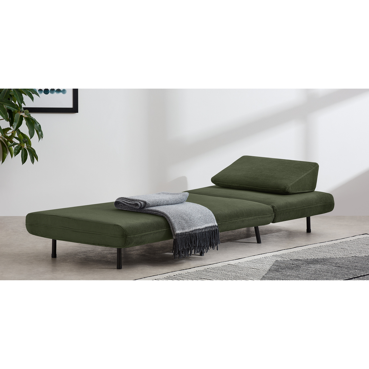 Kahlo Single Seat Sofa Bed, Sage Corduroy Velvet – image 7