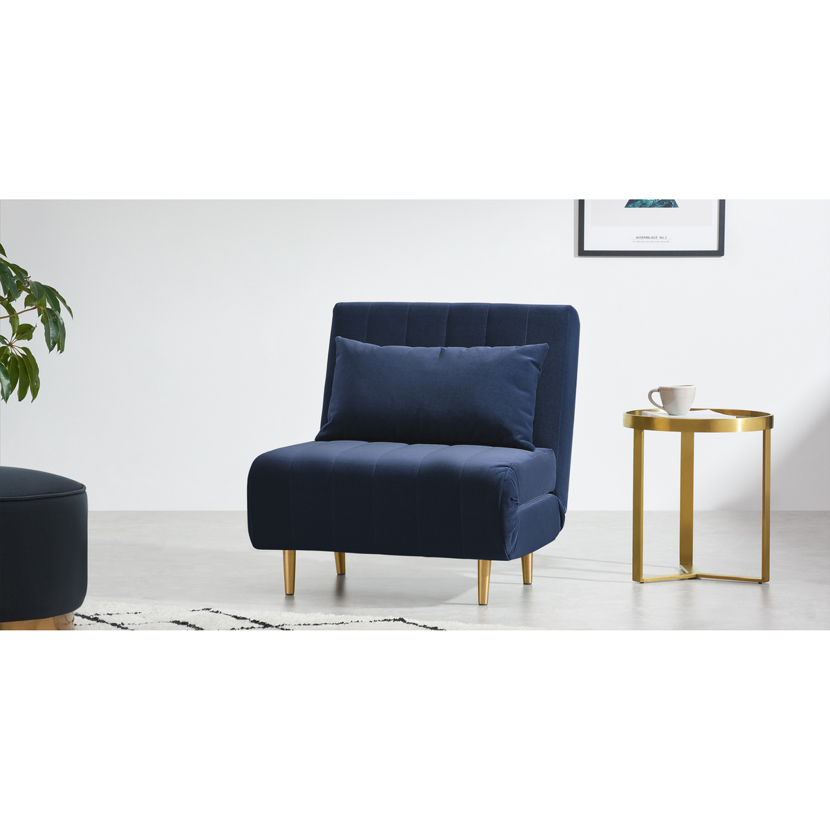 Bessie Single Sofa Bed, Royal Blue Velvet – image 3