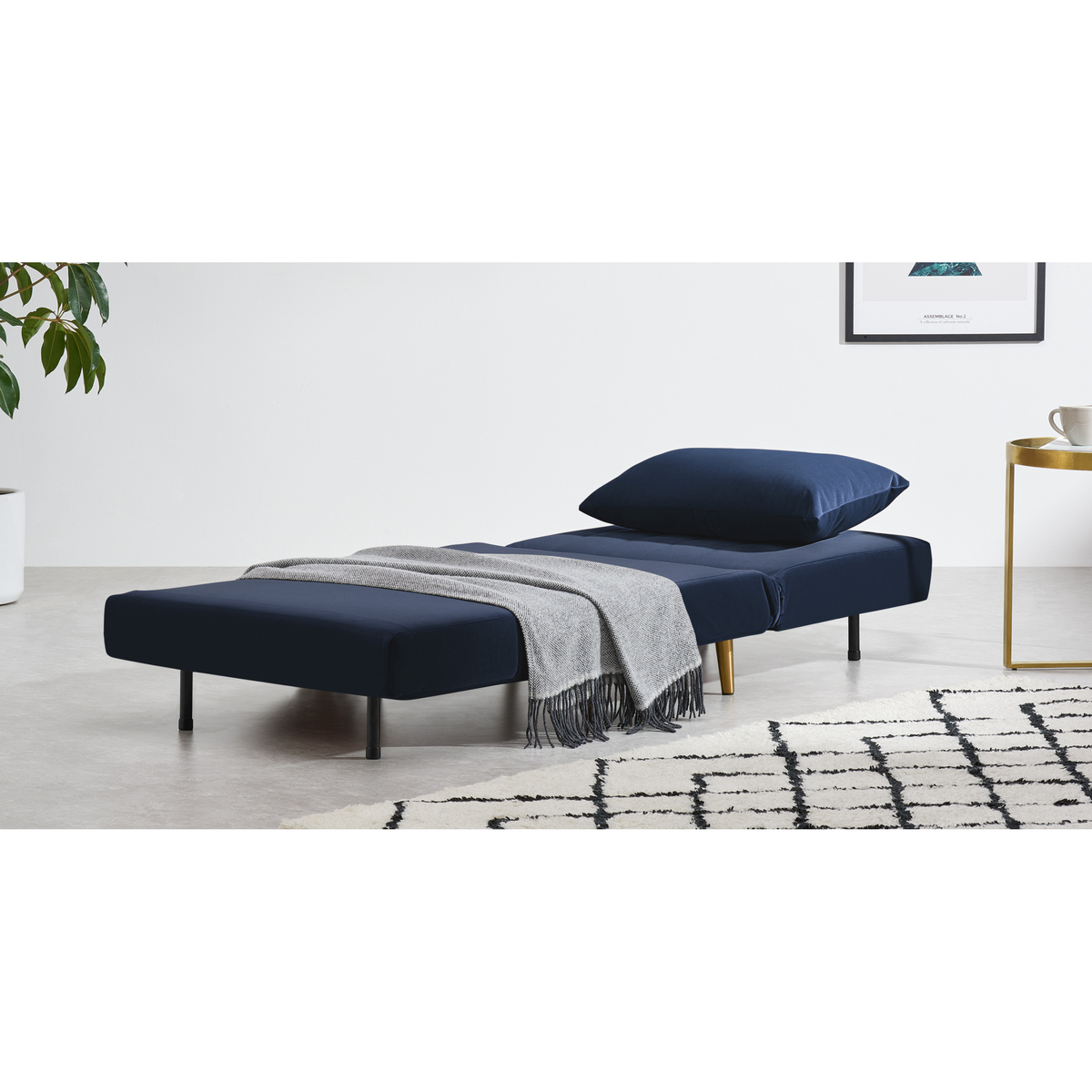 Bessie Single Sofa Bed, Royal Blue Velvet – image 6