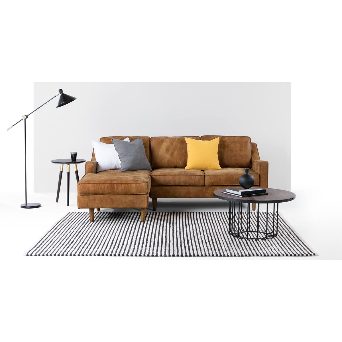 Dallas Left Hand Facing Chaise End Corner Sofa, Outback Tan Premium Leather – image 2