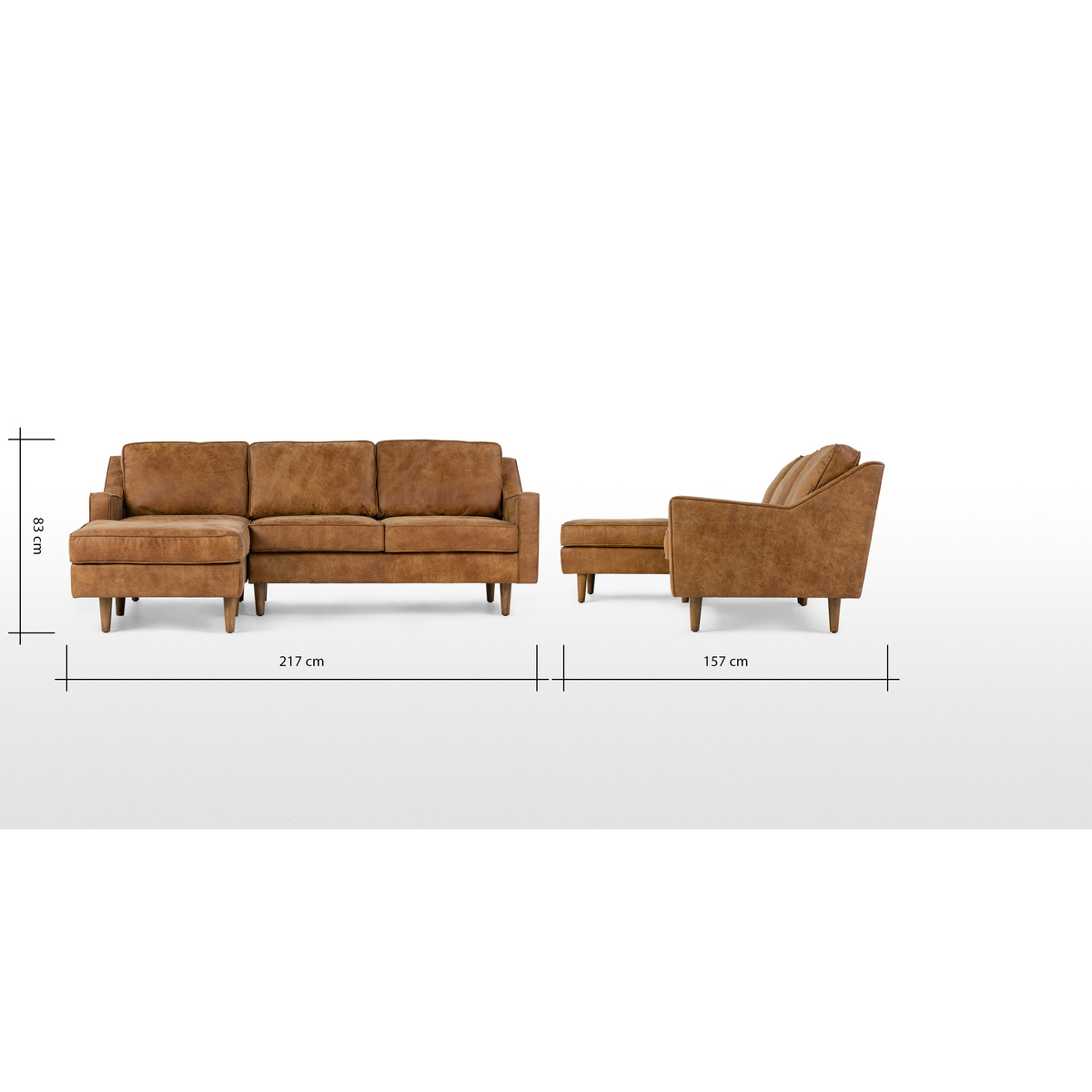 Dallas Left Hand Facing Chaise End Corner Sofa, Outback Tan Premium Leather – image 9
