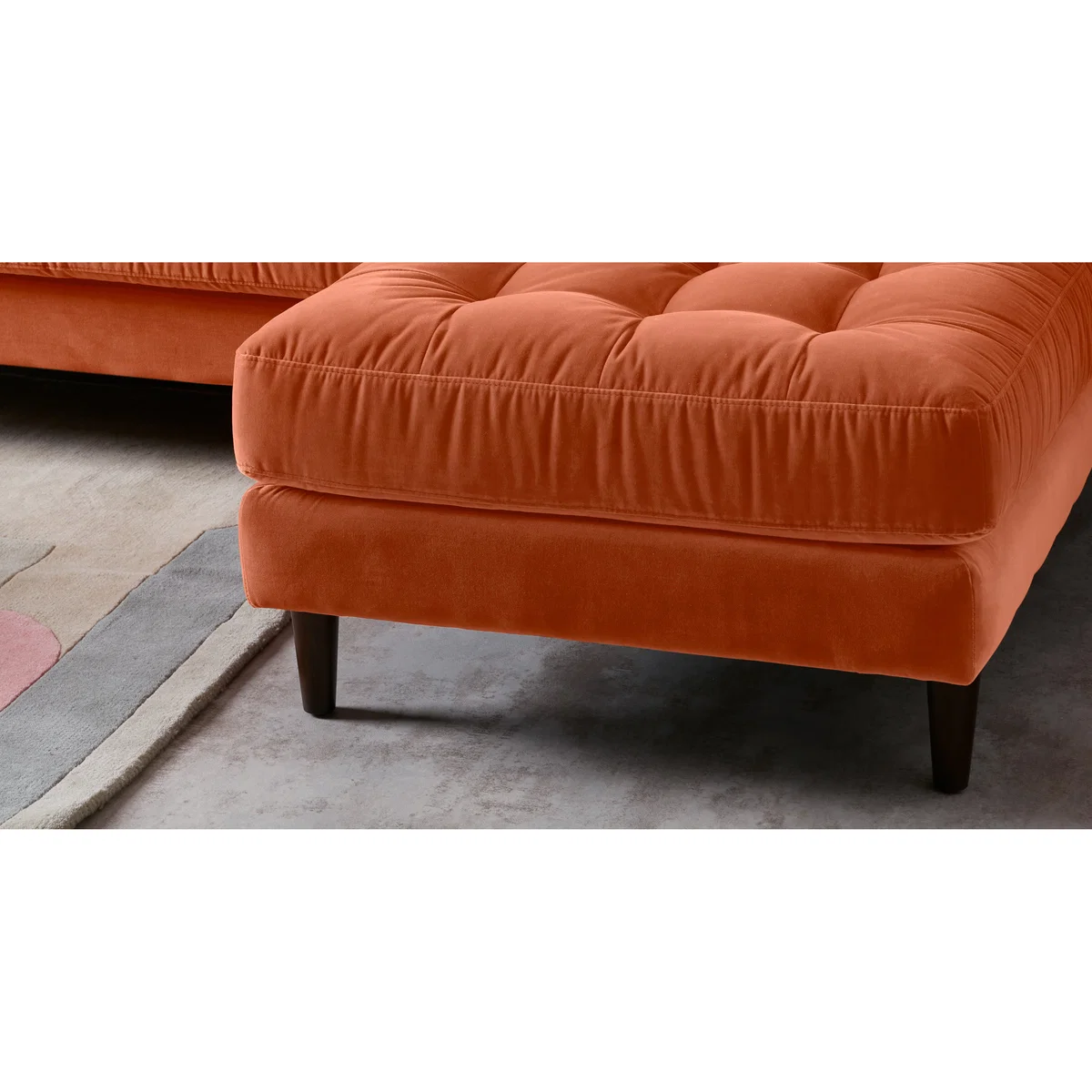 Scott 4 Seater Right Hand Facing Chaise End Corner Sofa, Burnt Orange Cotton Velvet – image 4