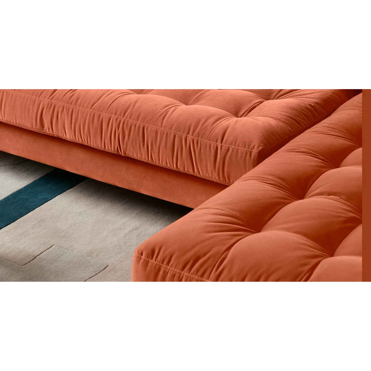 Scott 4 Seater Right Hand Facing Chaise End Corner Sofa, Burnt Orange Cotton Velvet – image 6