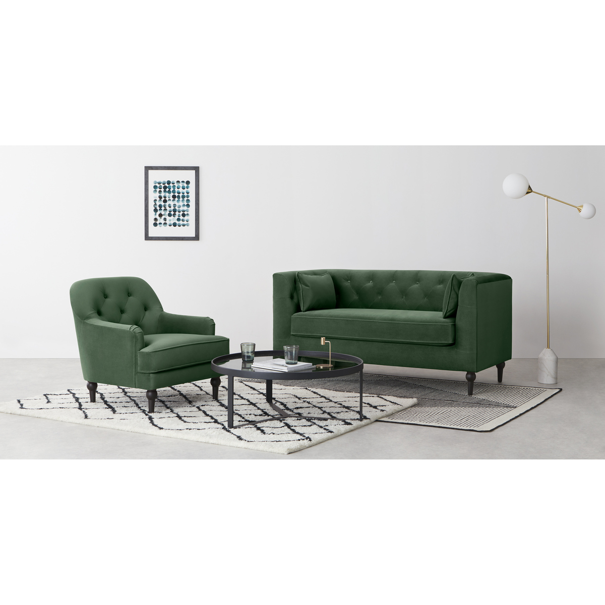 Flynn 2 Seater Sofa, Elm Green Velvet – image 3