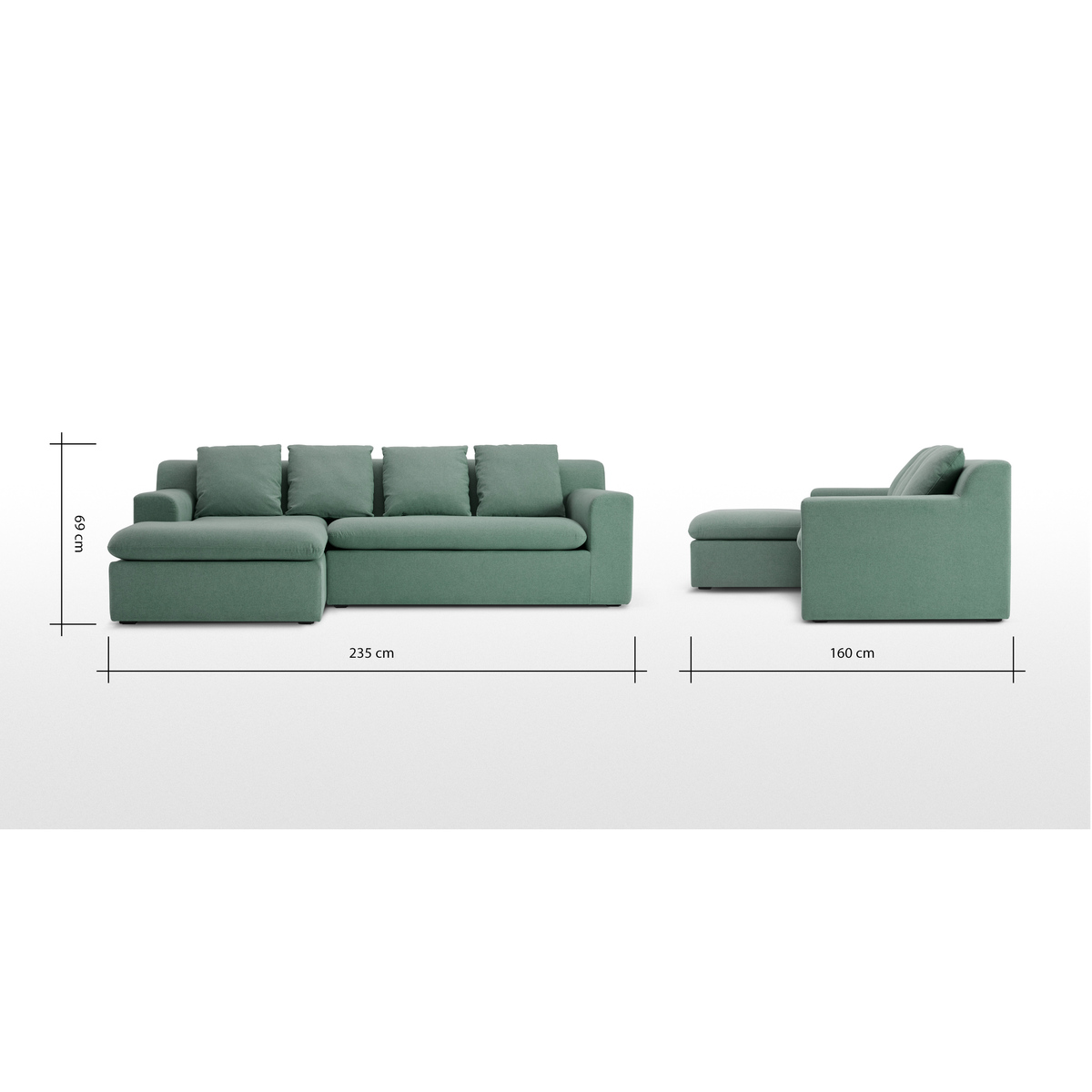Benson Left Hand Facing Chaise End Sofa, Clover Green – image 5
