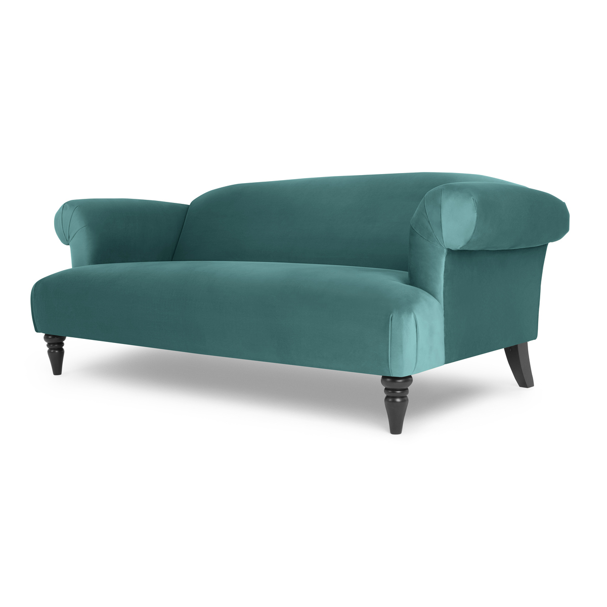 Claudia 3 Seater Sofa, Peacock Blue Velvet – image 2