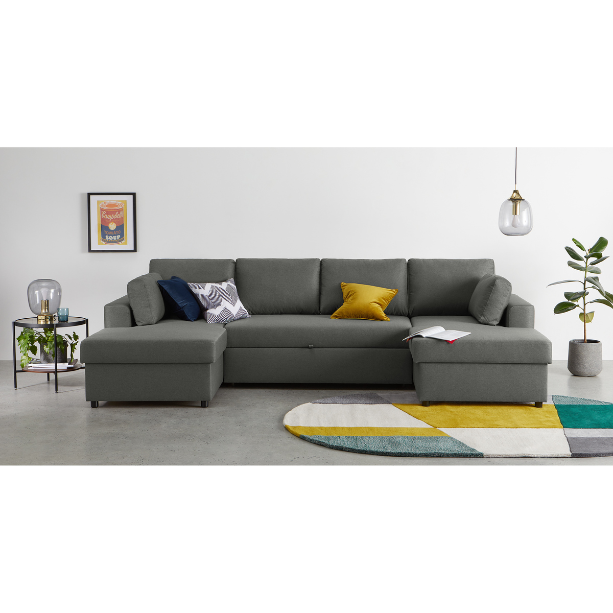 Aidian Large Corner Sofa Bed with Storage, Pigeon Grey – image 3