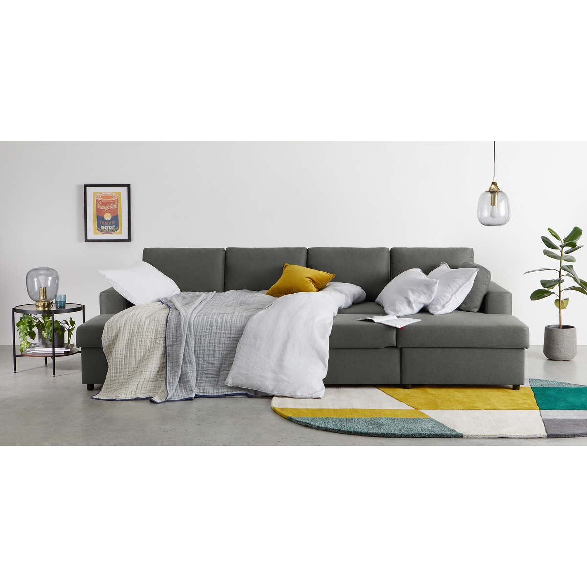 Aidian Large Corner Sofa Bed with Storage, Pigeon Grey – image 6