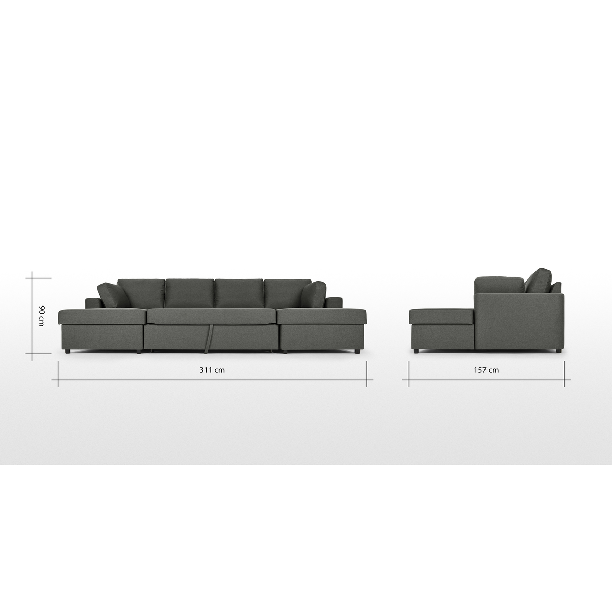 Aidian Large Corner Sofa Bed with Storage, Pigeon Grey – image 10