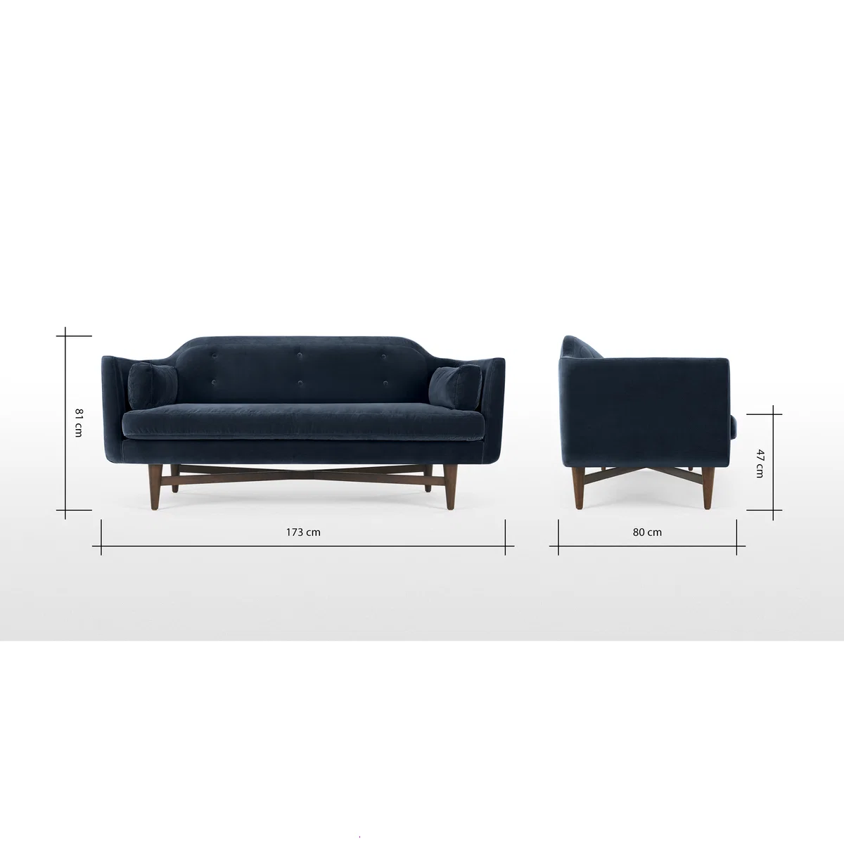 Imani Large 2 Seater Sofa, Navy Cotton Velvet – image 8