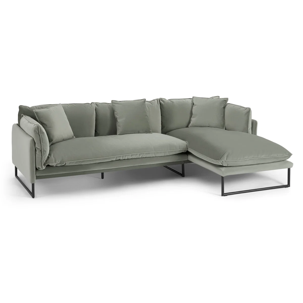 Malini Right Hand Facing Chaise End Sofa, Sage Green Velvet – image 2