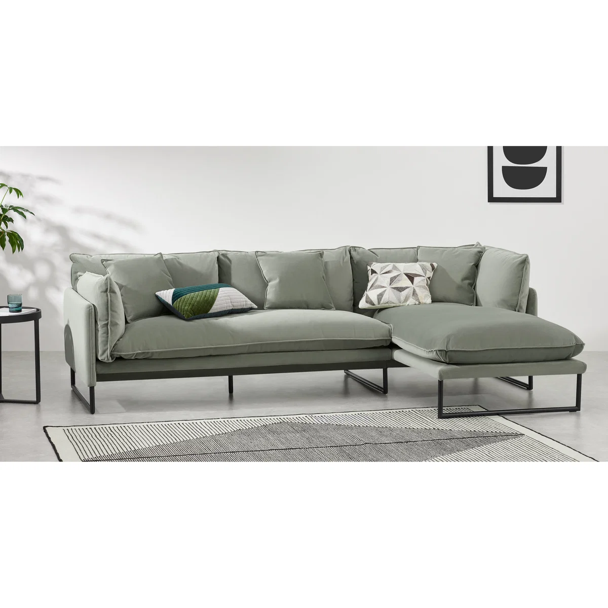 Malini Right Hand Facing Chaise End Sofa, Sage Green Velvet – image 3