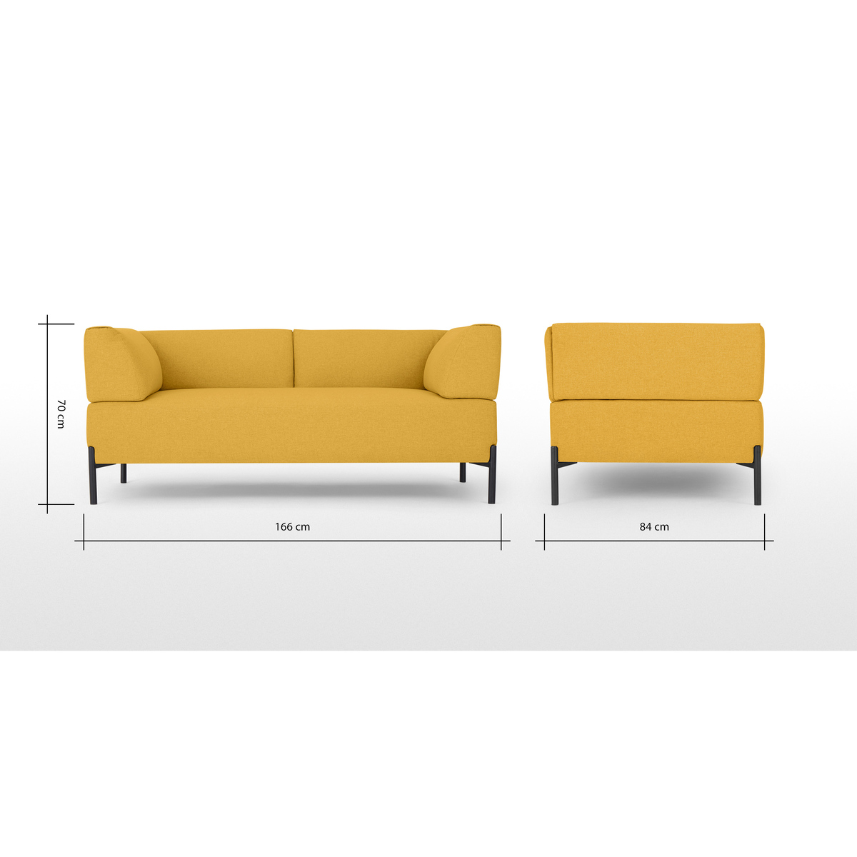 Kiva 2 Seater Sofa, Yolk Yellow – image 7