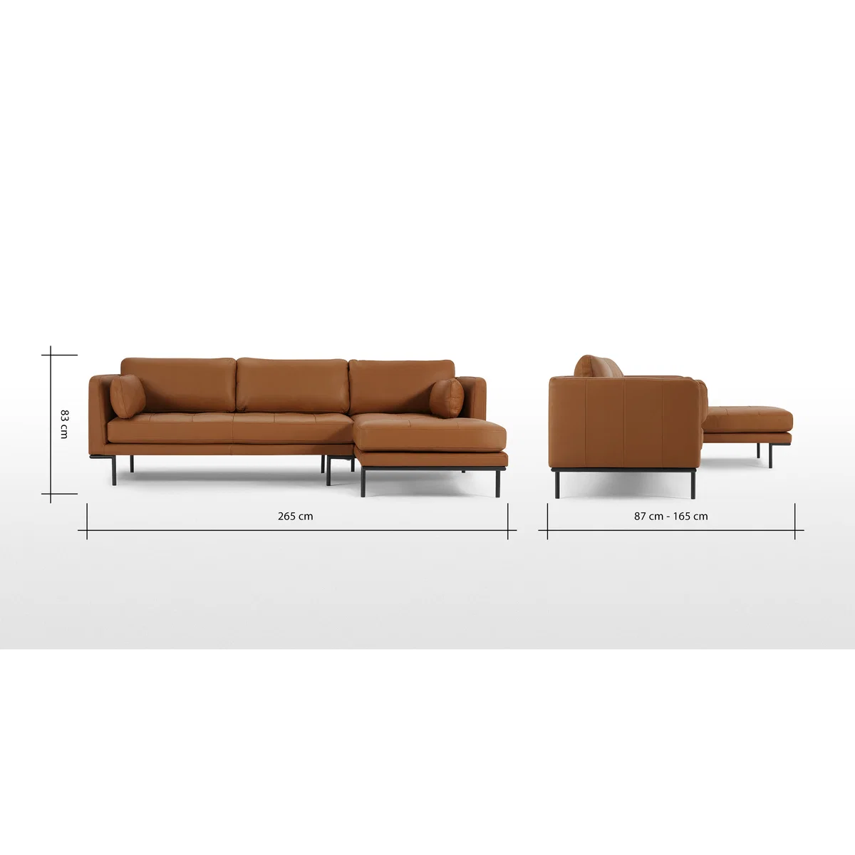 Harlow Right Hand Facing Chaise End Sofa, Denver Tan Leather – image 8