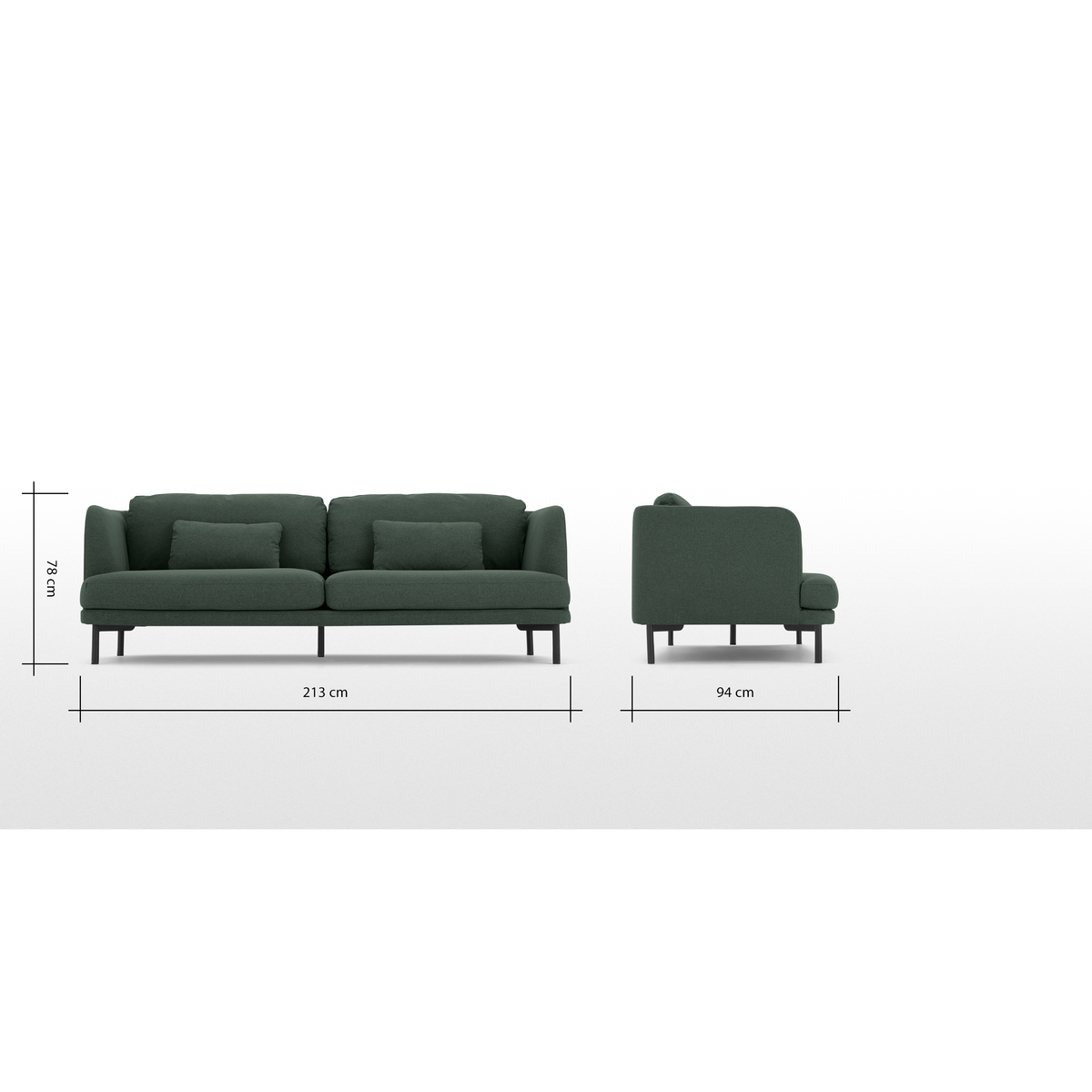Herman 3 Seater Sofa, Woodland Green – image 7