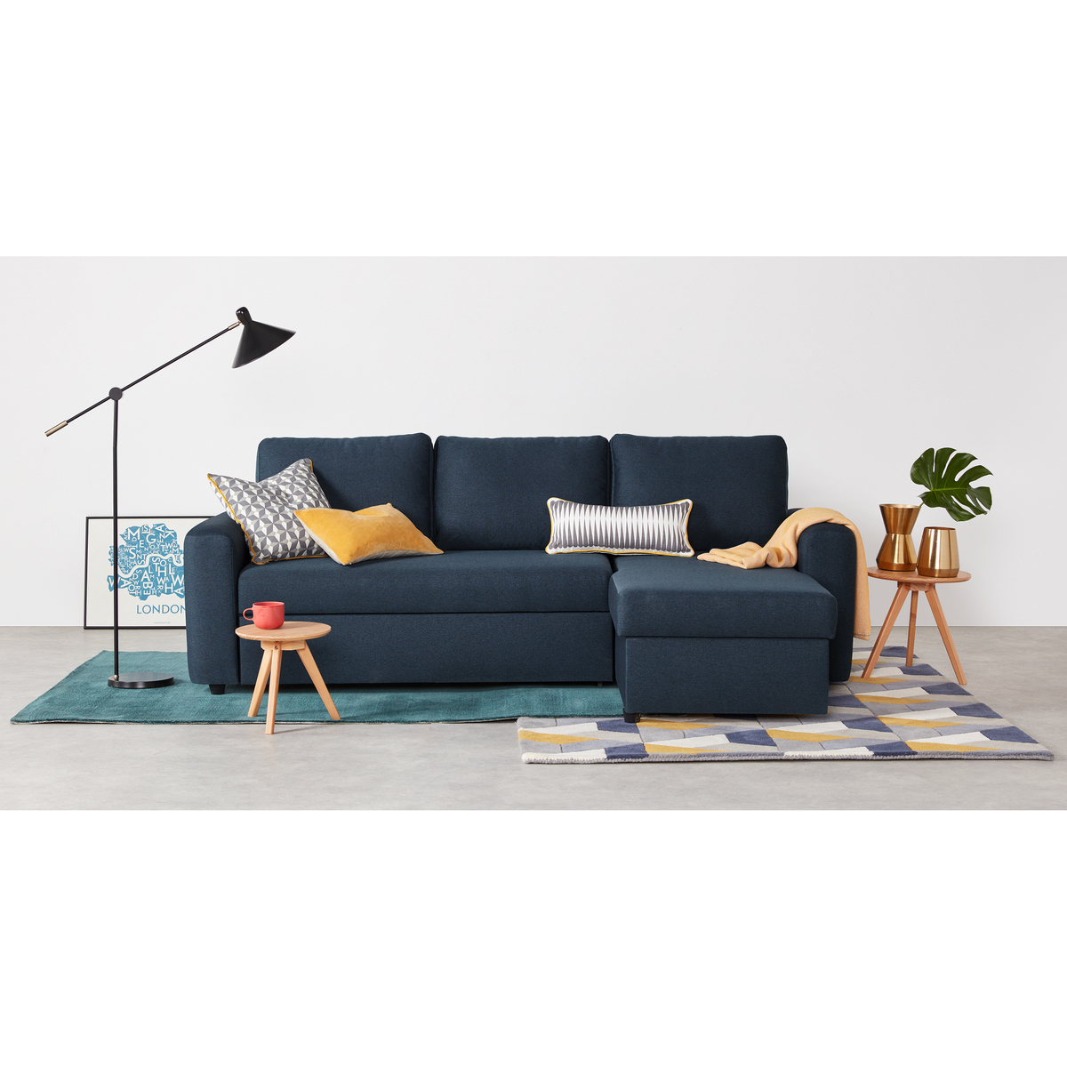 Aidian Corner Storage Sofa Bed, Regal Blue – image 3