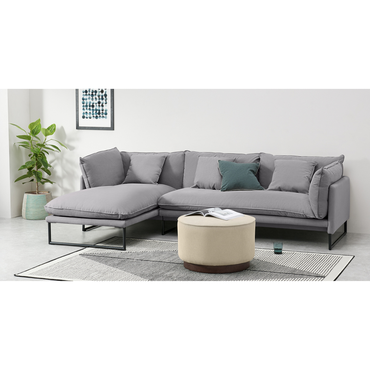 Malini Left Hand Facing Chaise End Sofa, Mineral Cotton & Linen Mix – image 3
