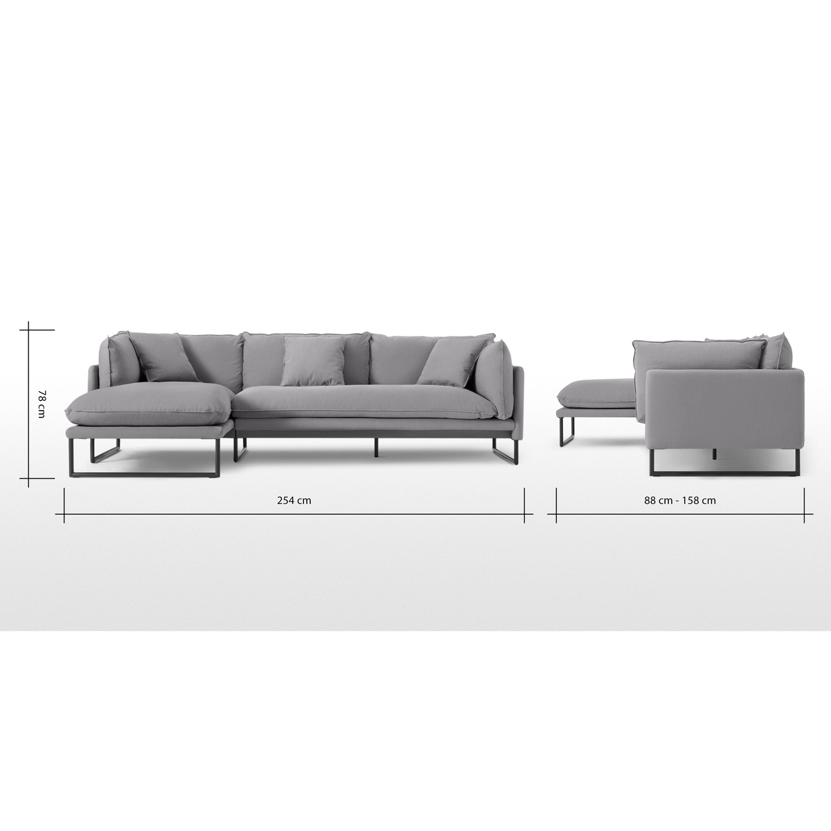 Malini Left Hand Facing Chaise End Sofa, Mineral Cotton & Linen Mix – image 8