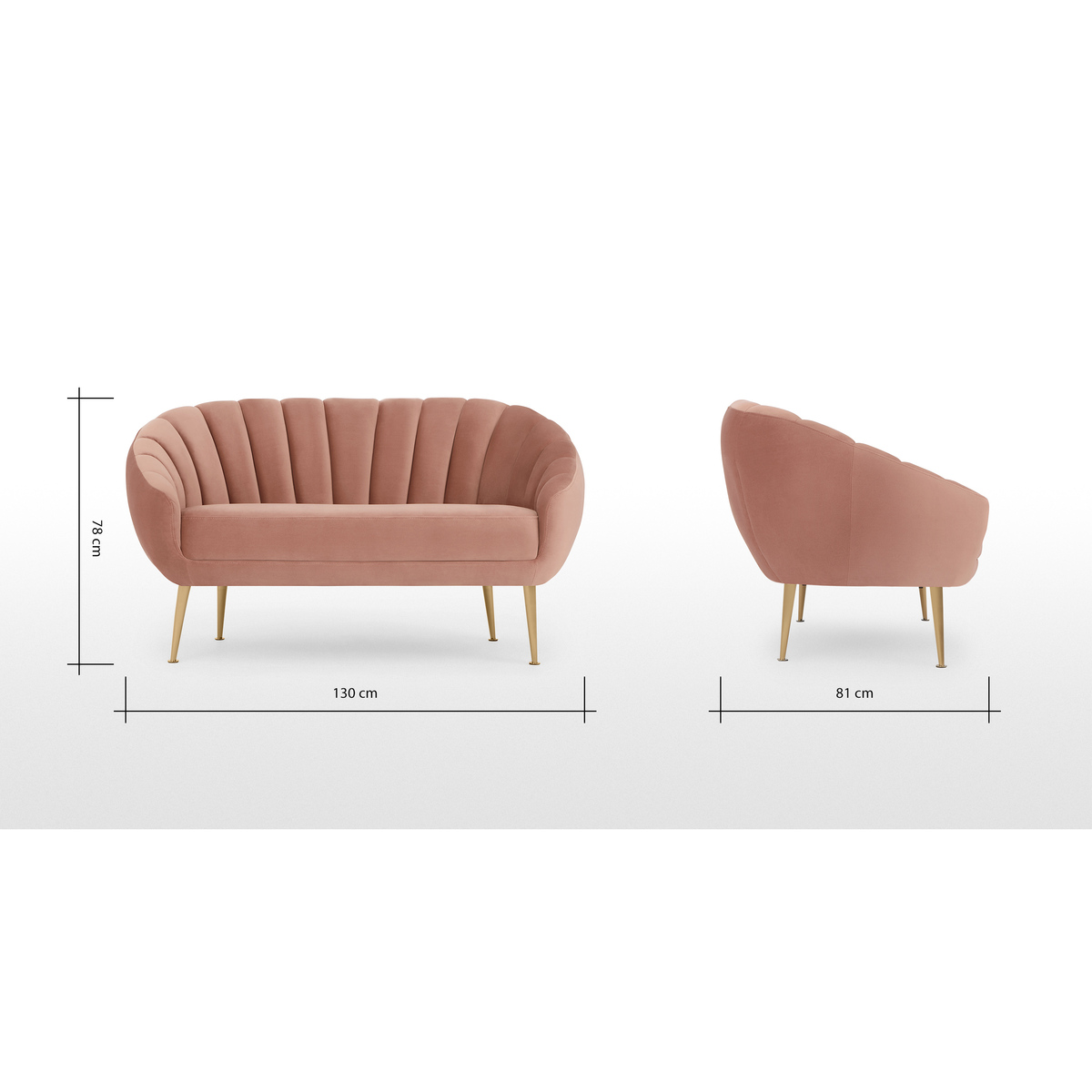 Primrose 2 Seater Sofa, Velvet Blush Pink – image 8