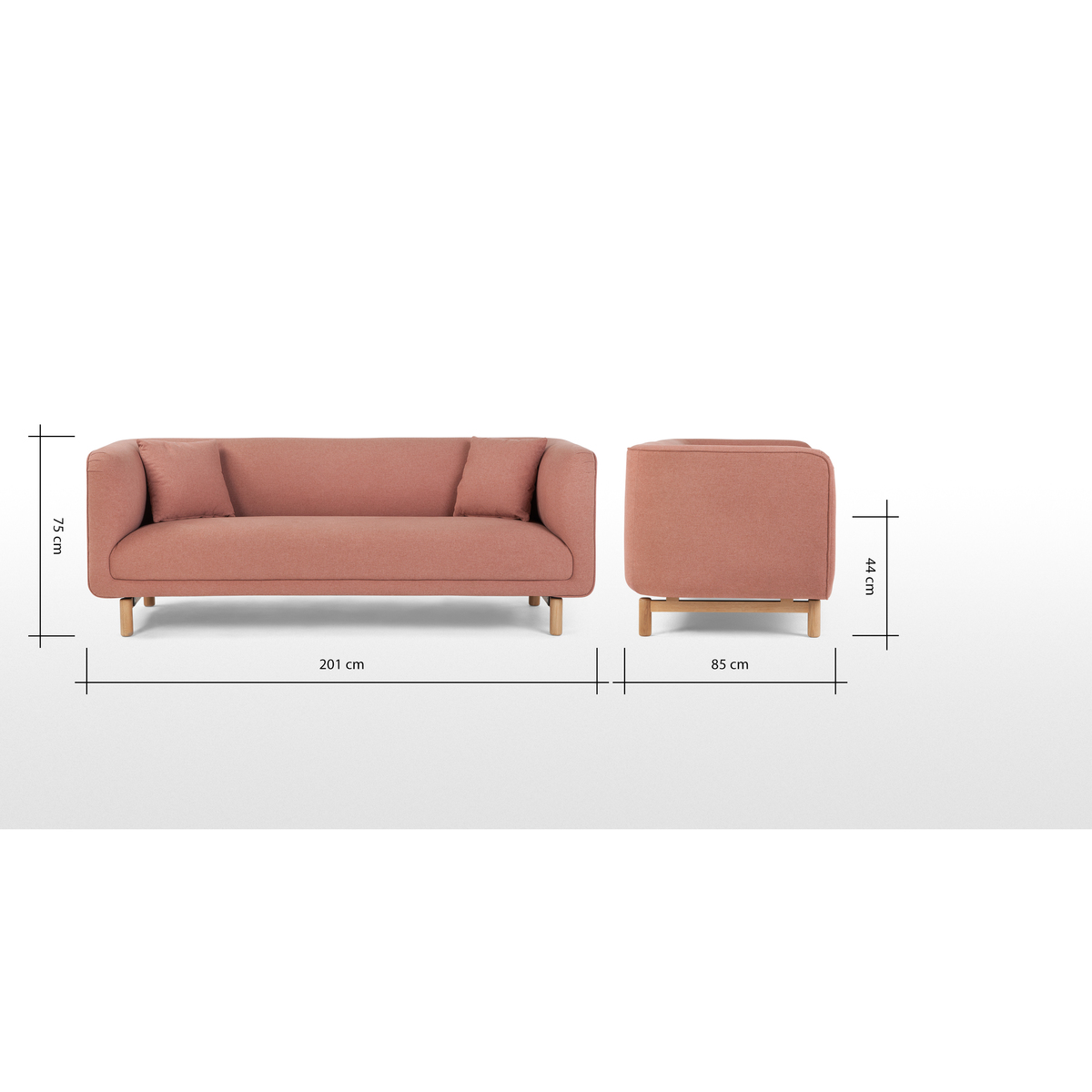 Becca 3 Seater Sofa, Dusk Pink – image 8