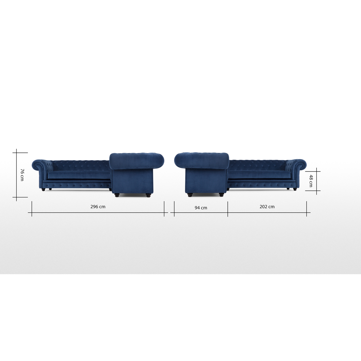 Branagh Corner Sofa, Electric Blue Velvet – image 8