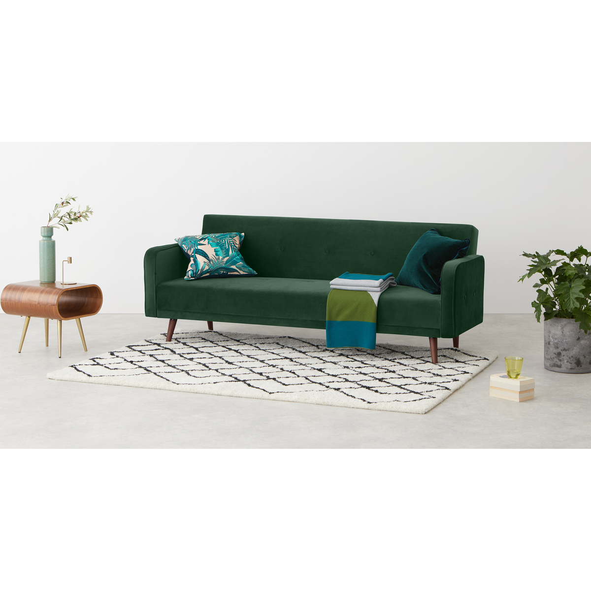 Chou Click Clack Sofa Bed, Velvet Pine Green – image 2