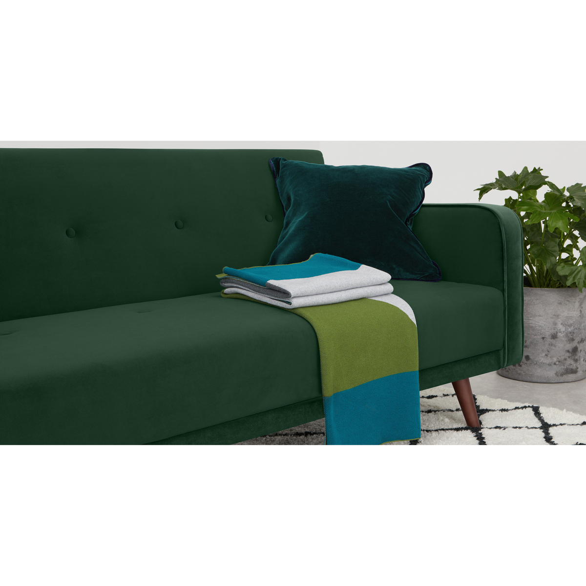 Chou Click Clack Sofa Bed, Velvet Pine Green – image 3