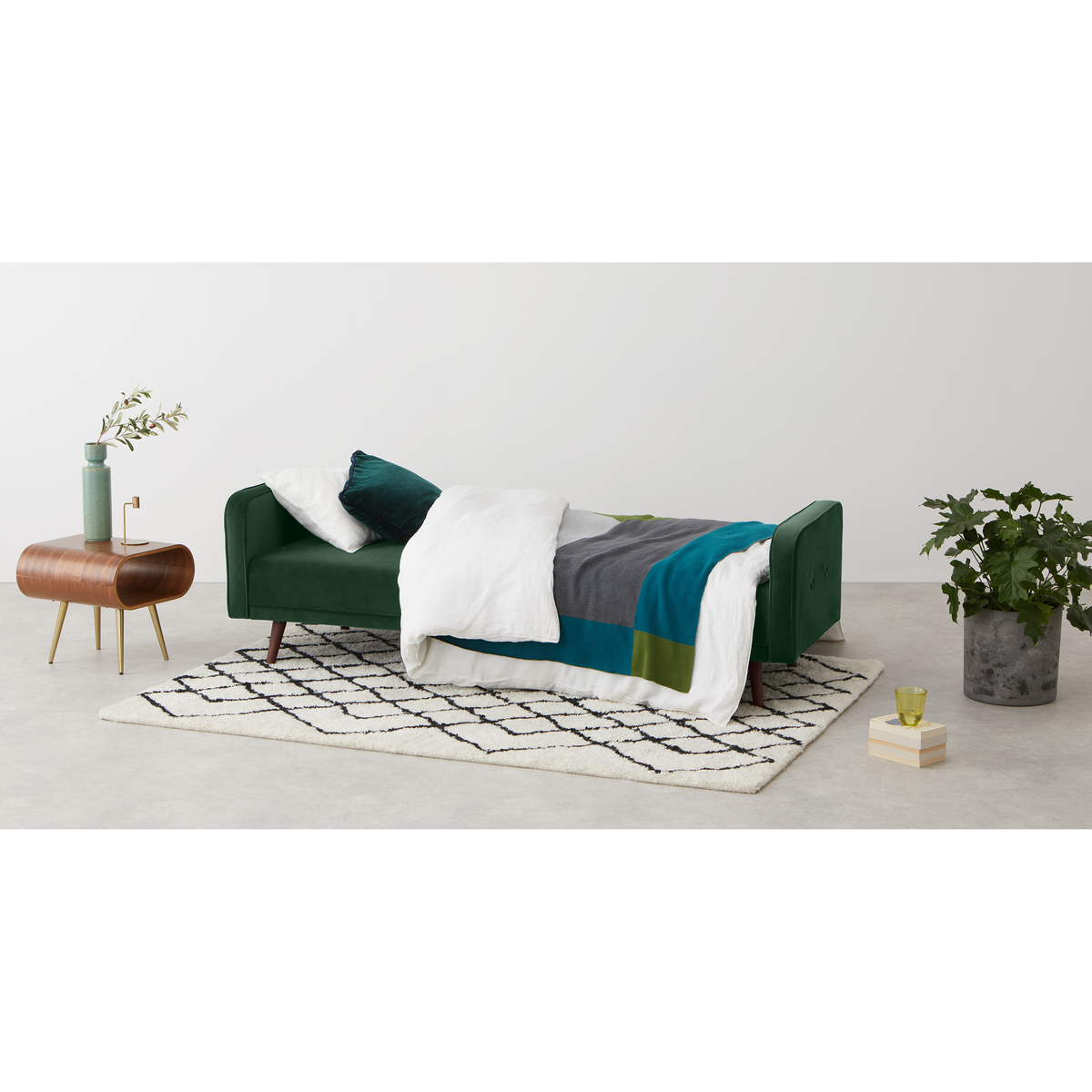 Chou Click Clack Sofa Bed, Velvet Pine Green – image 4