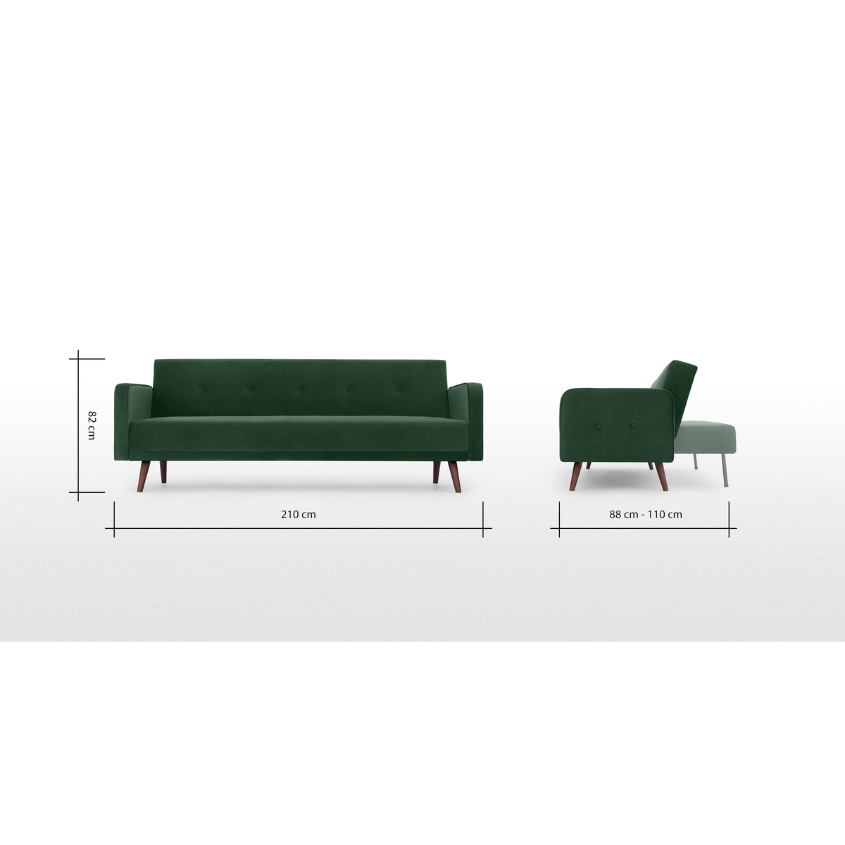 Chou Click Clack Sofa Bed, Velvet Pine Green – image 7