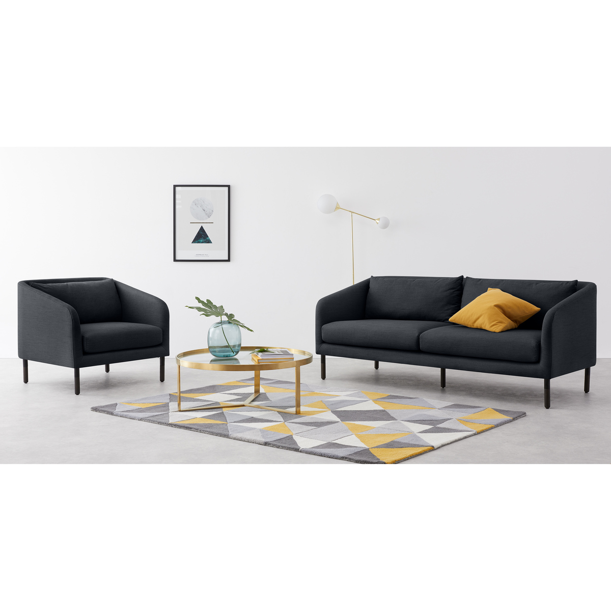 Merrick 3 Seater Sofa, Denim Dark Blue Weave – image 3
