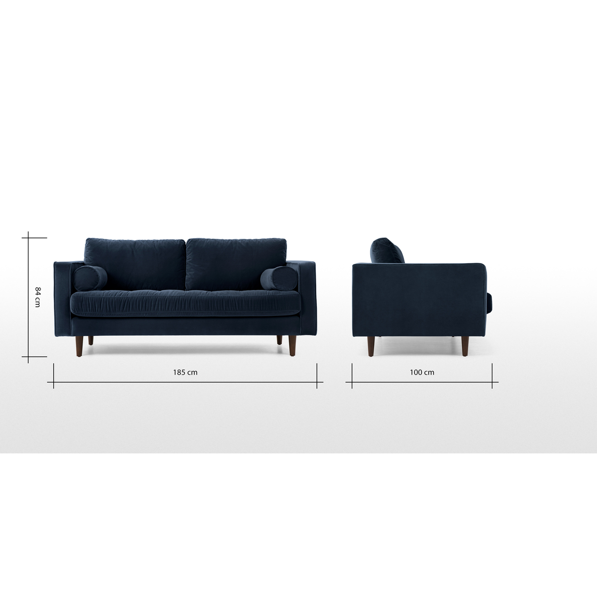 Scott Large 2 Seater Sofa, Navy Cotton Velvet – image 8