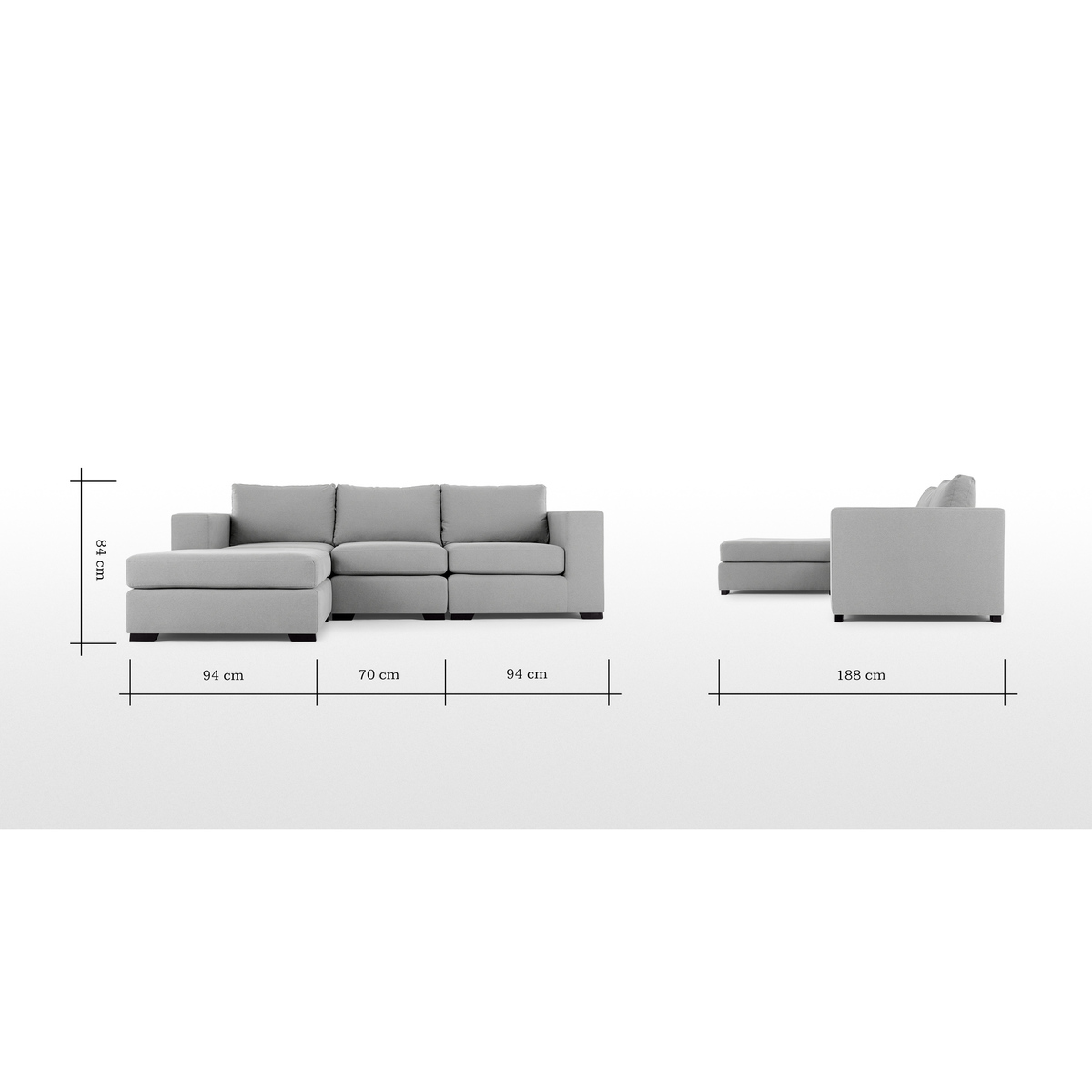 Mortimer 4 Seater Modular Corner Sofa, Chalk Grey Cotton – image 8