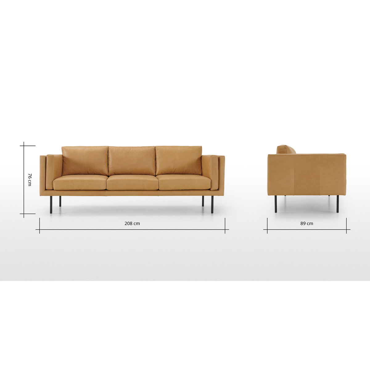 Savio 3 Seater Sofa, Chalk Tan Leather – image 8