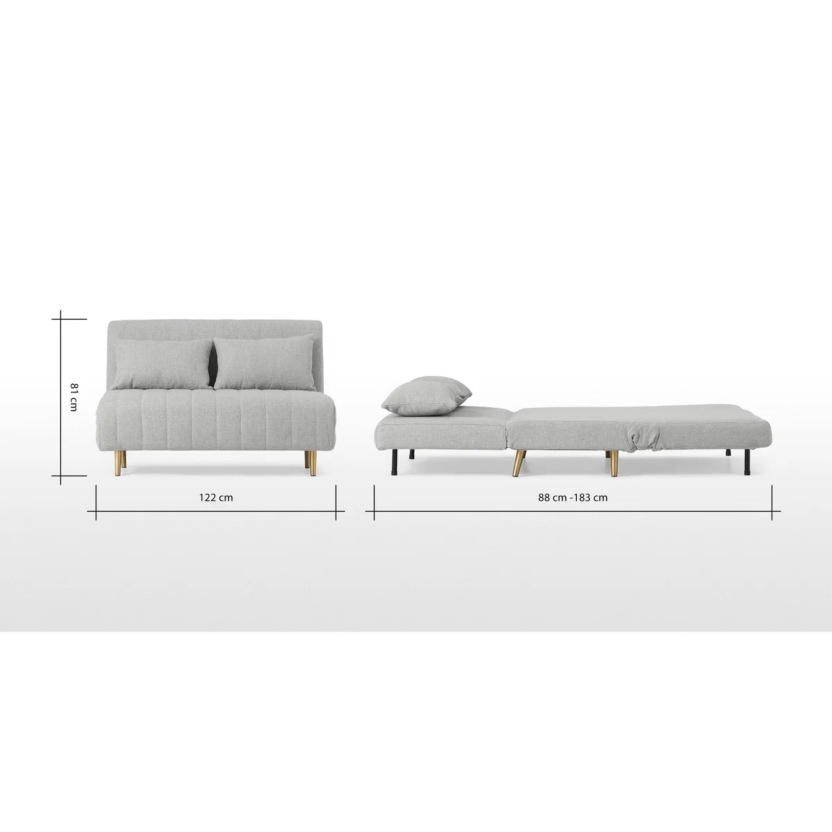 Bessie Small Sofa Bed, Luna Grey Weave – image 9