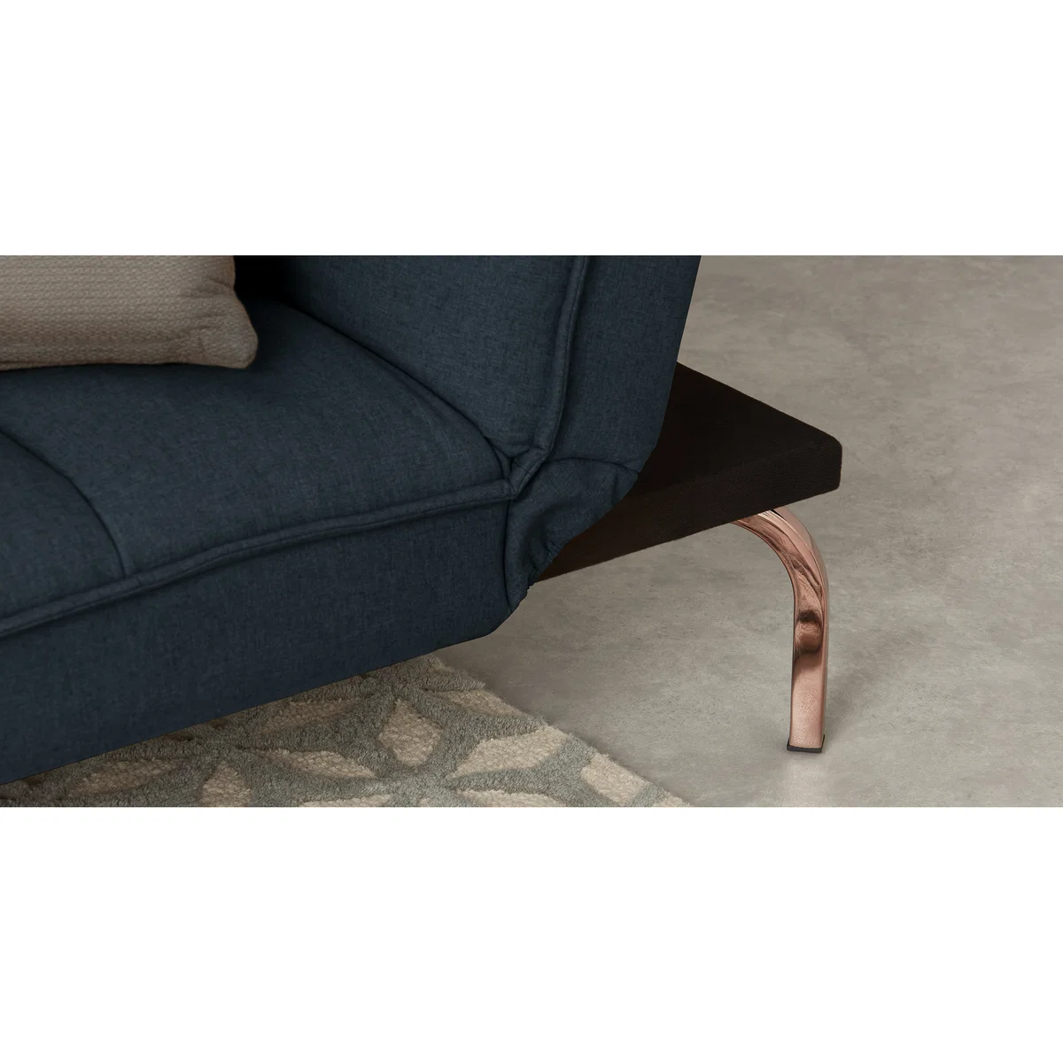 Hallie Click Clack Sofa Bed, Aegean Blue with Copper Legs – image 3