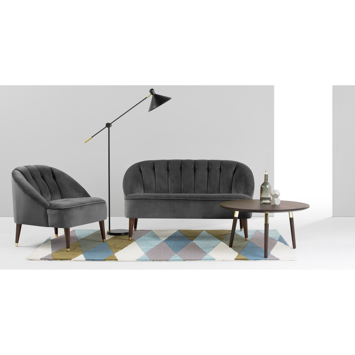 Margot 2 Seater Sofa, Pewter Grey Velvet – image 2