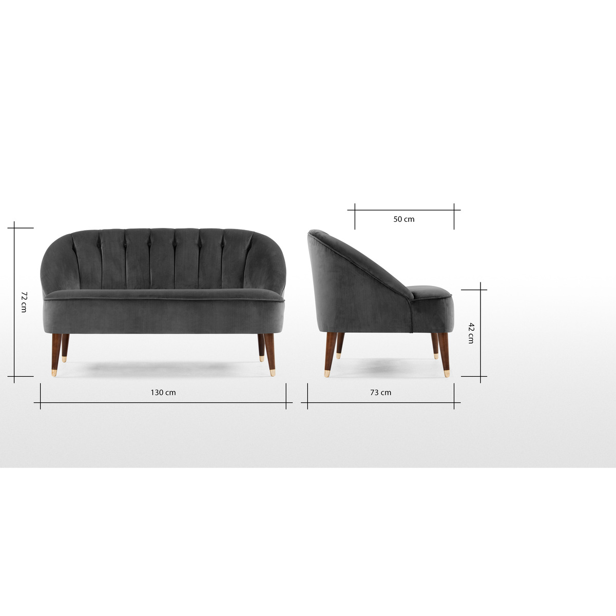 Margot 2 Seater Sofa, Pewter Grey Velvet – image 8